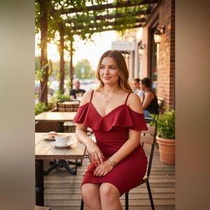 Emerald Sundae Red Bodycon Dress Size L Cold Shoulder Juniors Cocktail